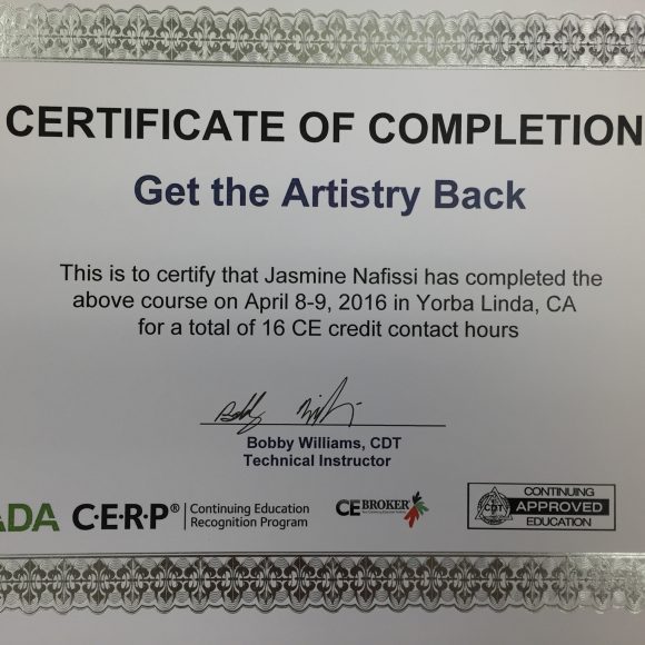 Artistry Certificate