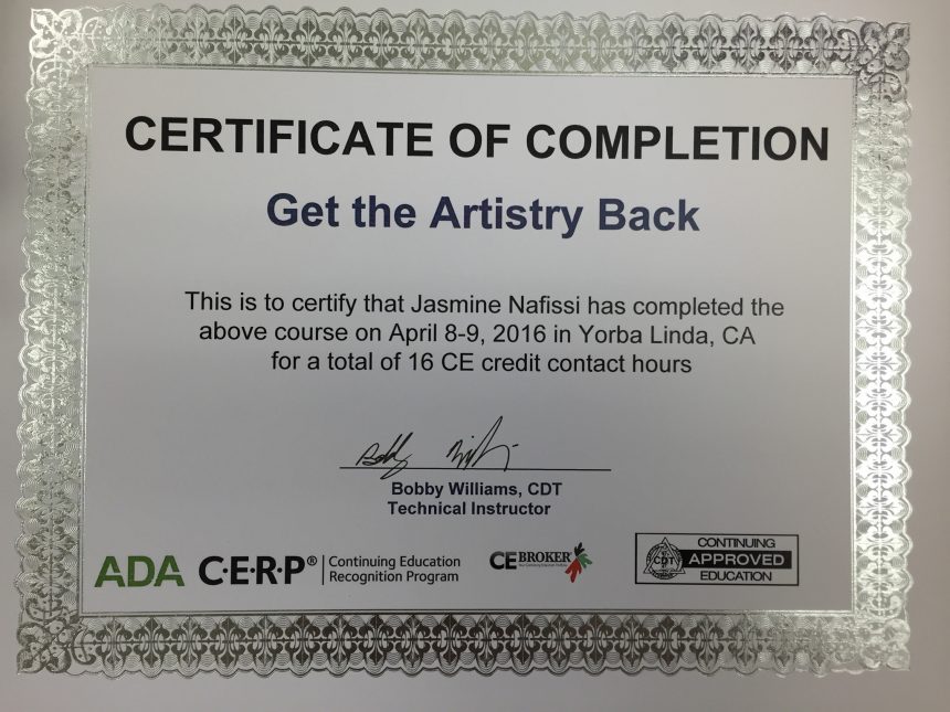 Artistry Certificate